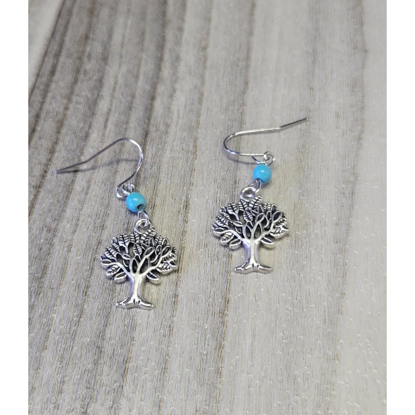 Turquoise and Silver Tree of Life earrings