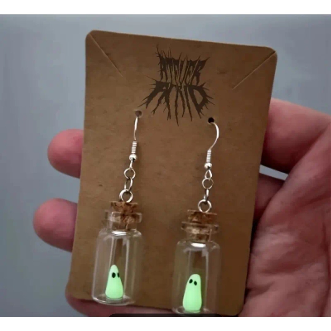 Glow in the Dark Ghost in a Bottle earrings