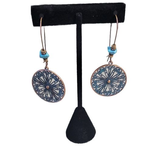 Turquoise Pinwheel Boho Earrings