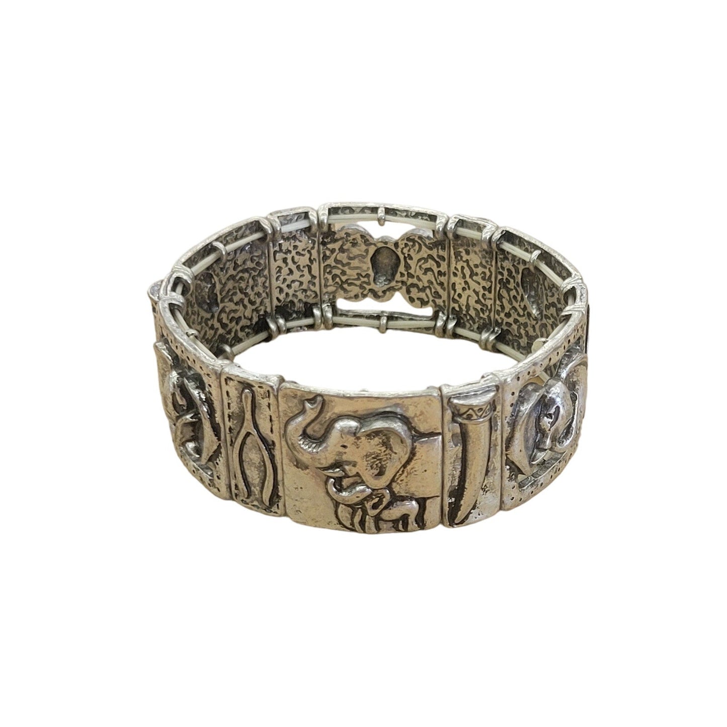 Silver Elephant Stretchy Bracelet