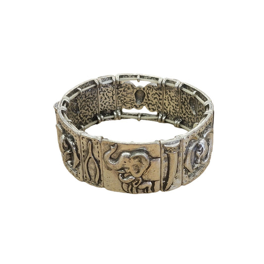 Silver Elephant Stretchy Bracelet