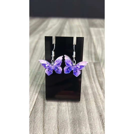Purple butterfly earrings