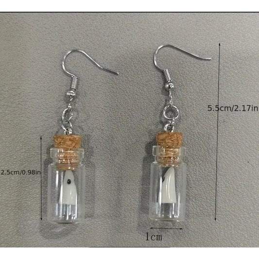 Glow in the Dark Ghost in a Bottle earrings