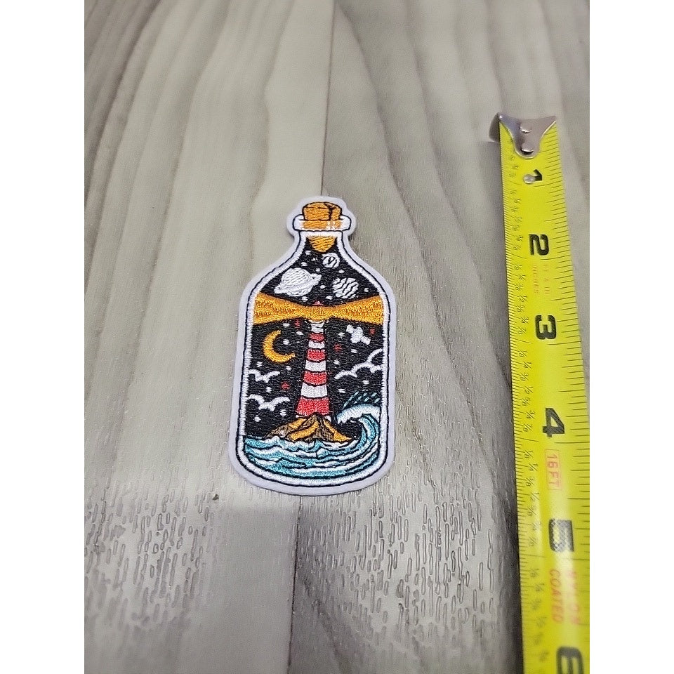 Lighthouse in a bottle Iron on patch