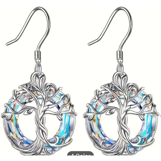 Beautiful silvery shine tree of life earrings