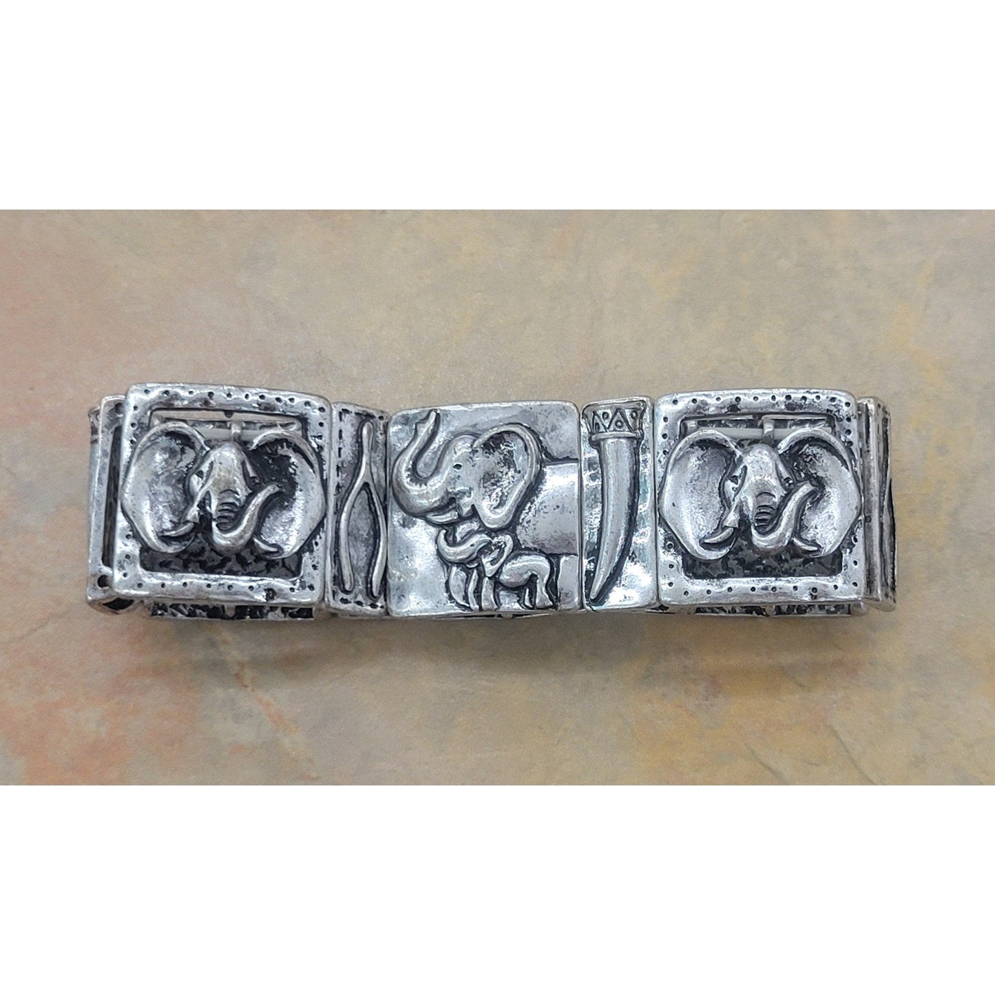 Silver Elephant Stretchy Bracelet