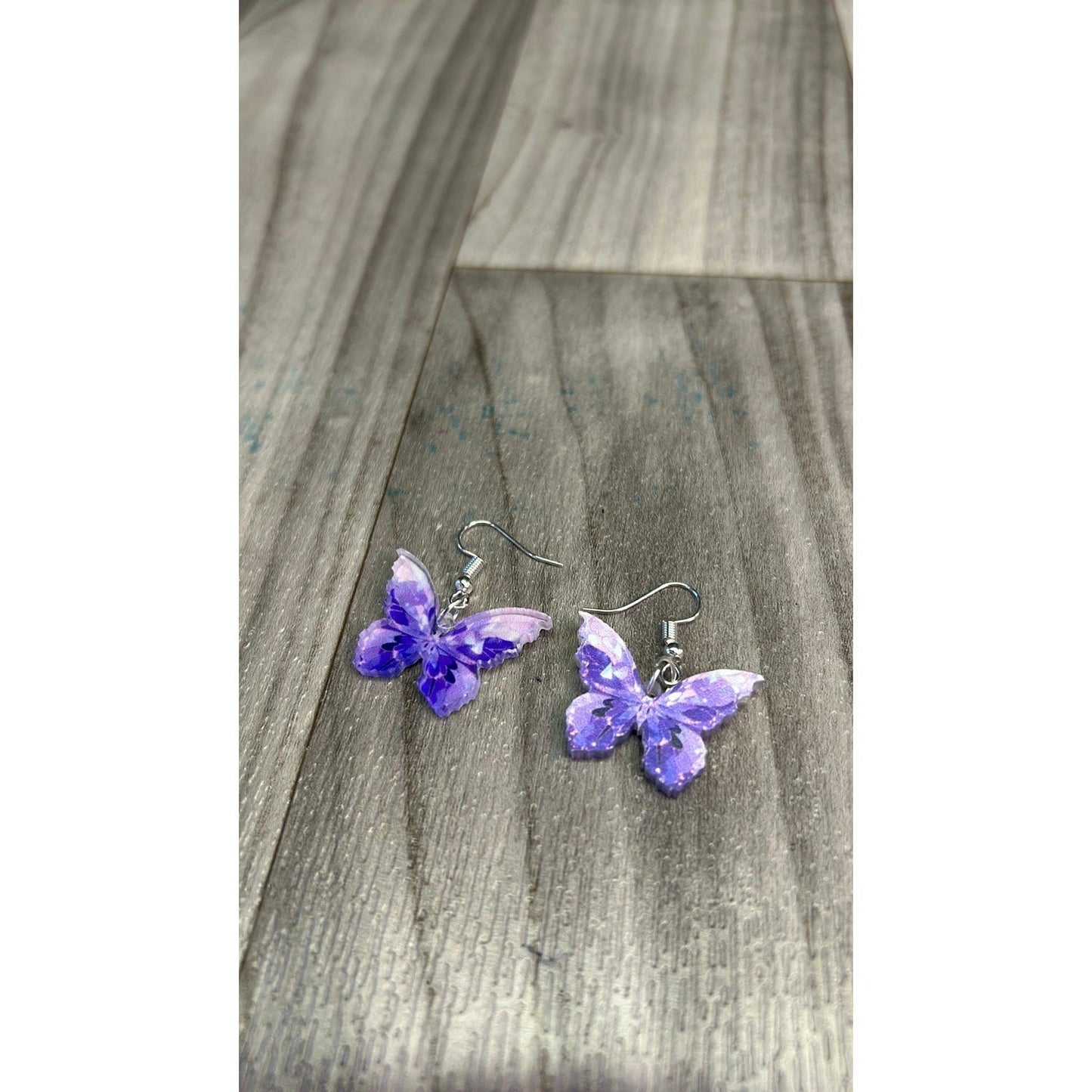 Purple butterfly earrings