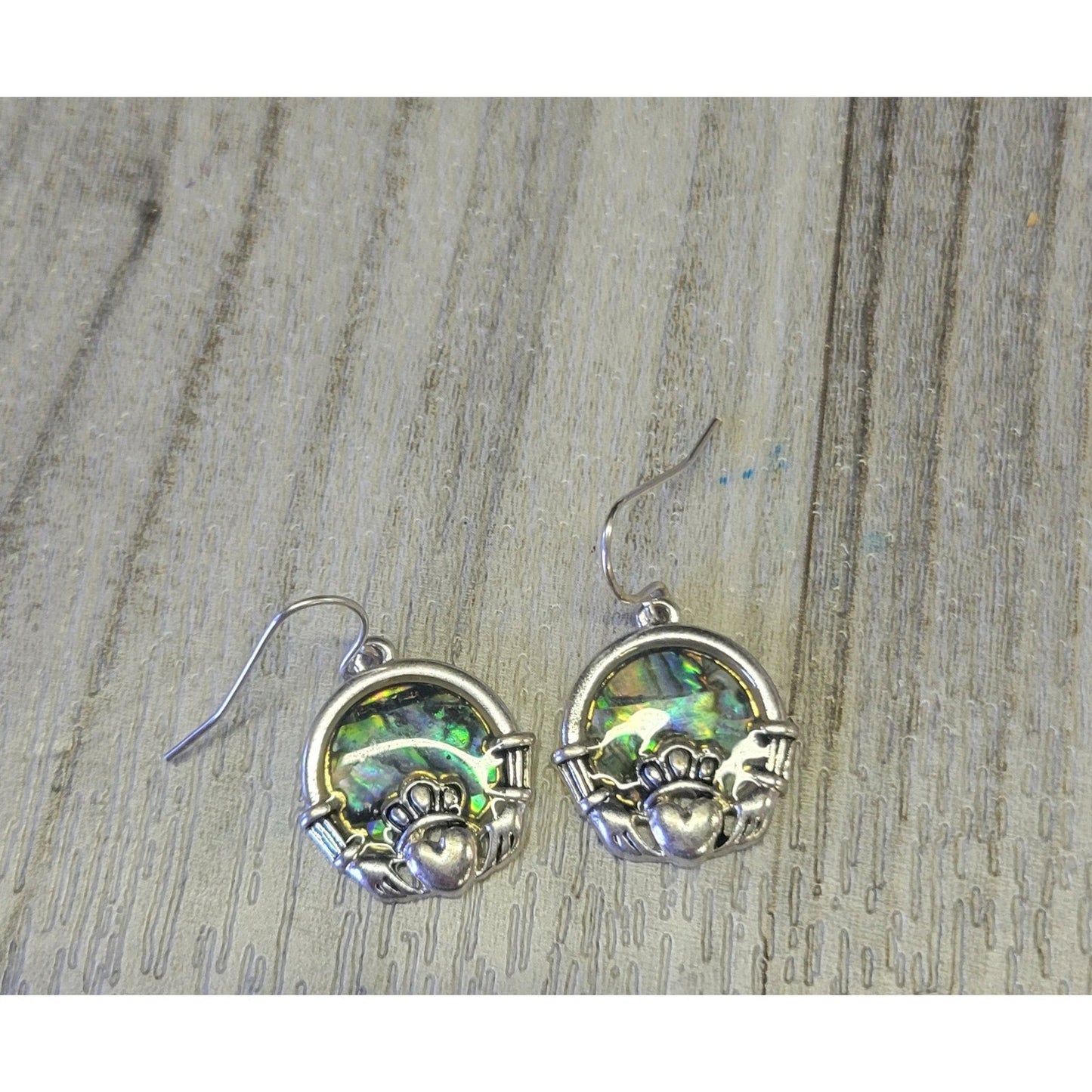 Claddagh abalone earrings