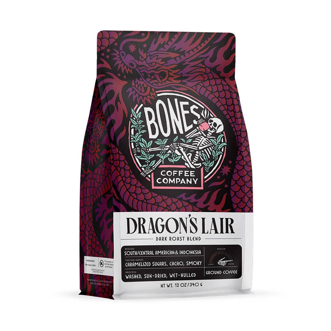 Dragon's Lair Dark Roast Coffee | 12oz | Whole Bean & Ground: Ground