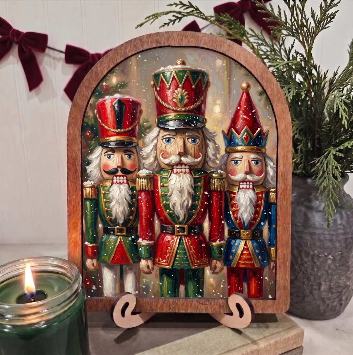 Arch Trio of Nutcrackers Framed Art Christmas: 8x10