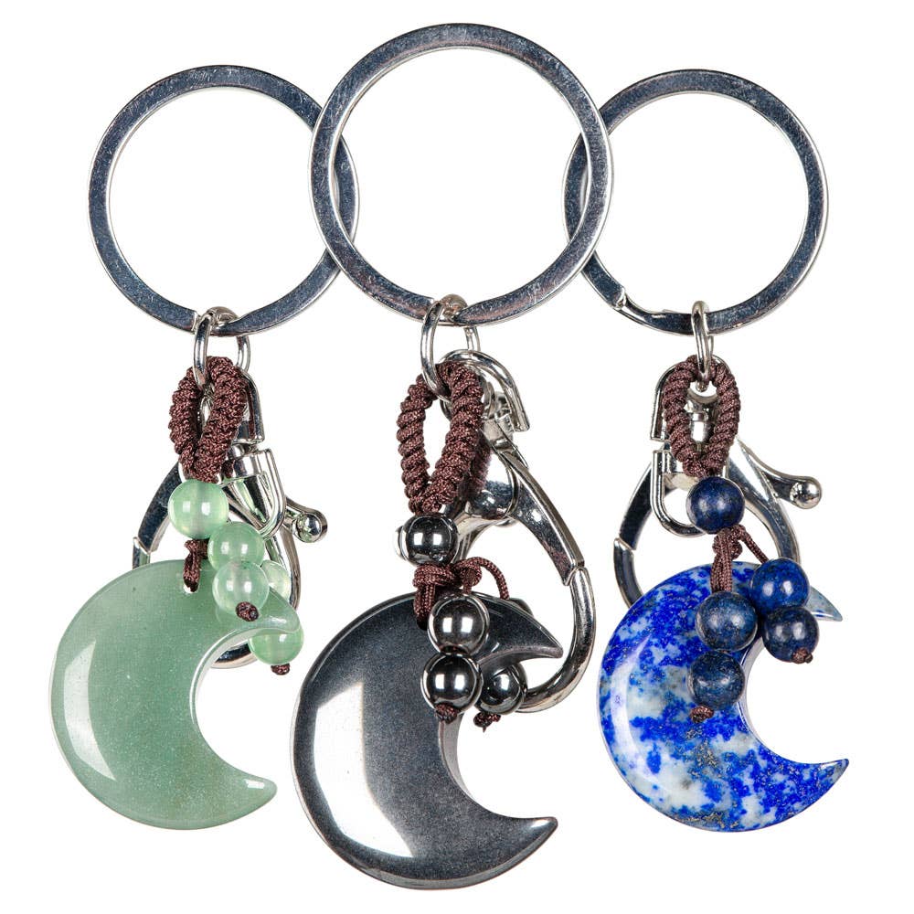 MOON KEYCHAIN: BLACK OBSIDIAN