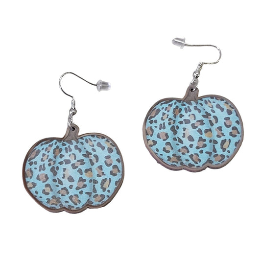 Teal leopard Pumpkin Earrings