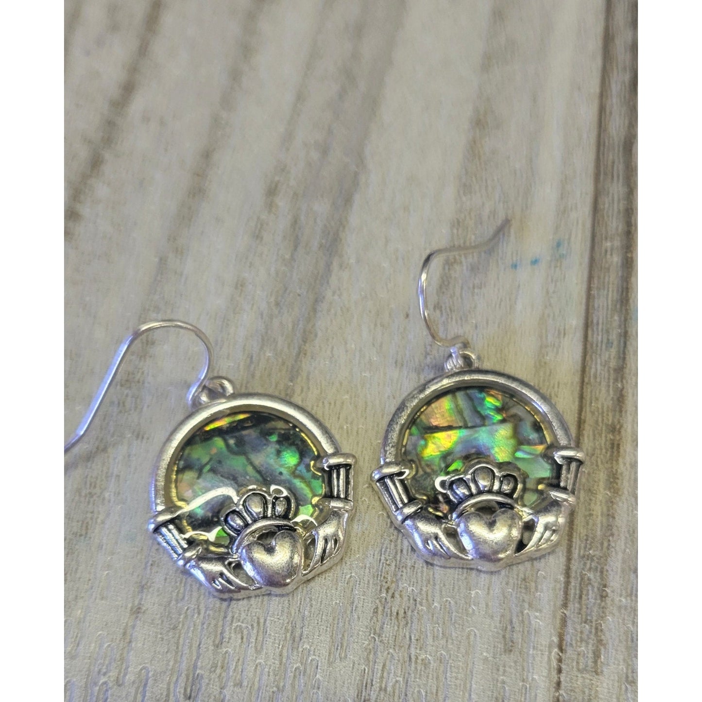 Claddagh abalone earrings