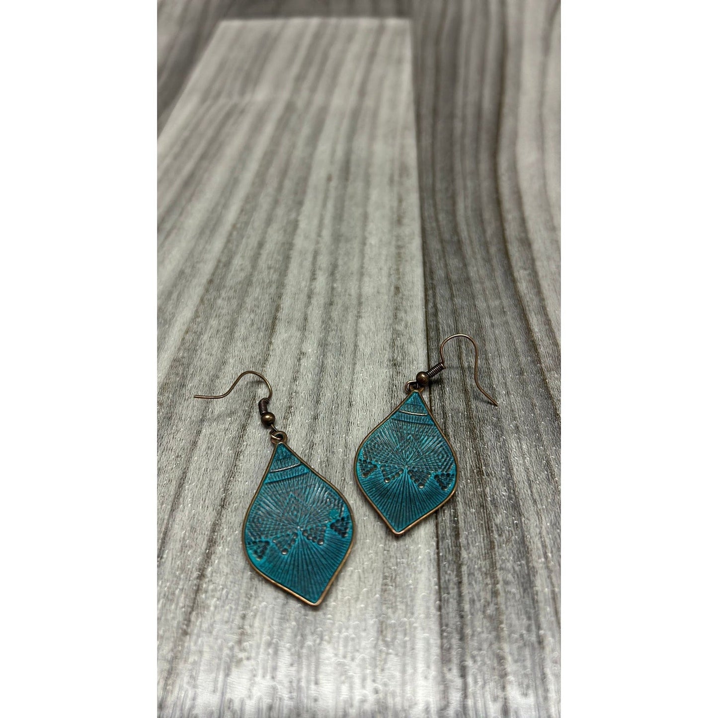 Boho stamped metal patina earrings