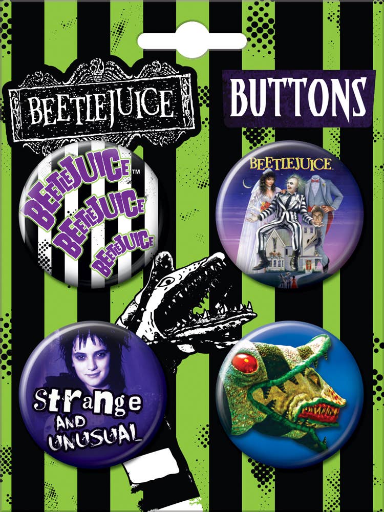 Beetlejuice 4 BT Set Carded 4 Button Set