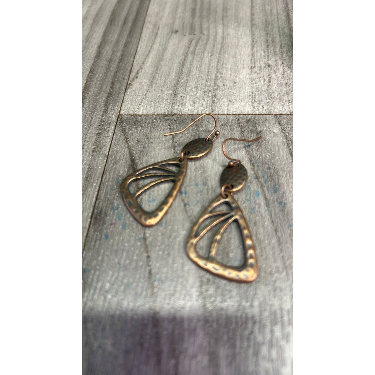 Triangle copper tone earrings