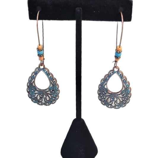Vintage Copper & Turquoise Drop Bohemian earrings