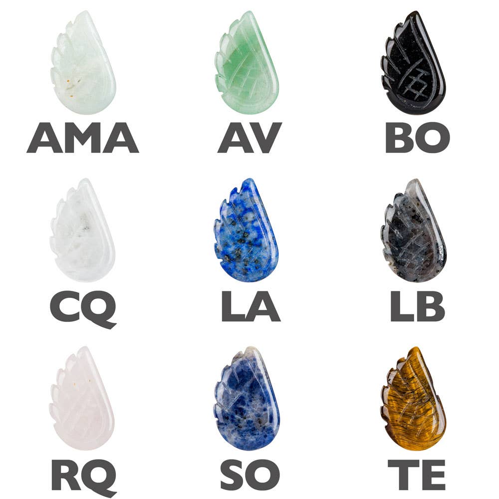 Carved Gemstone Angel Wings: Labradorite