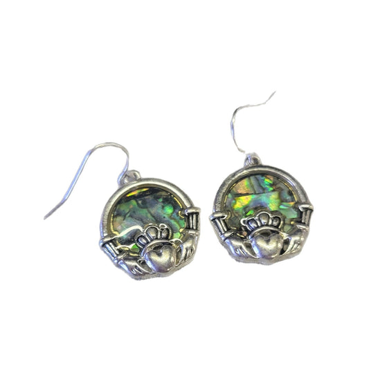 Claddagh abalone earrings