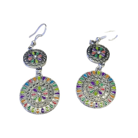 Light weight multi color 2 circle earrings