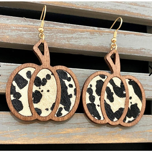 Halloween Pumpkin Leopard Pattern Hollowed Out Leather Earrings
