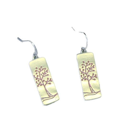 Pink and Silver Tree of Life earrings