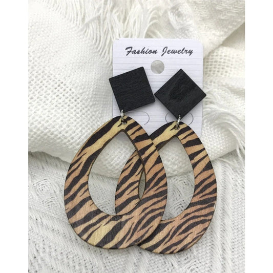 Leopard Pattern Vintage inspired Wood Earrings