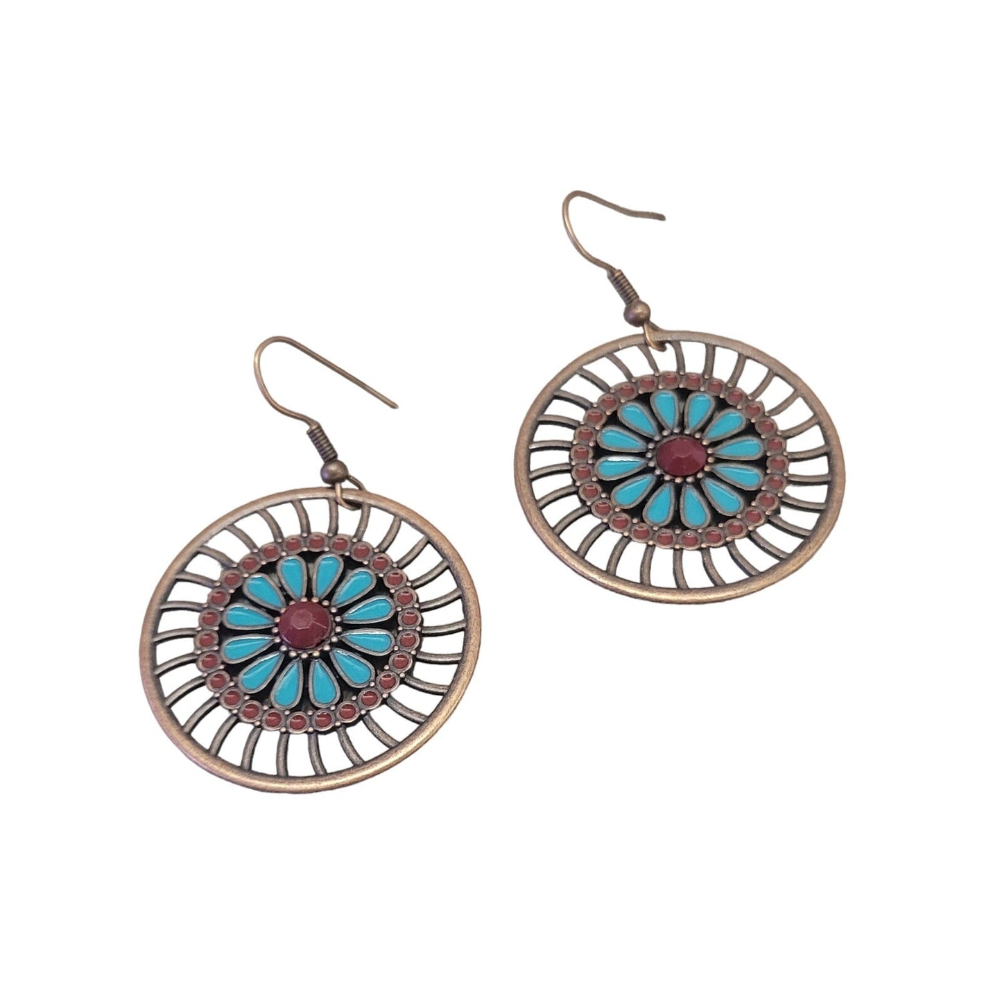 Boho wheel multicolor earrings