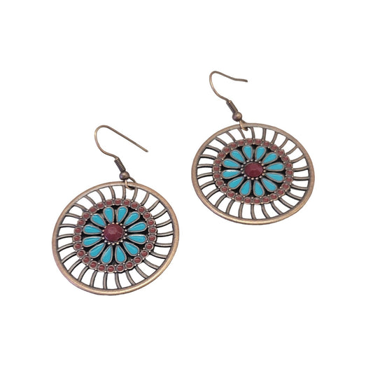 Boho wheel multicolor earrings