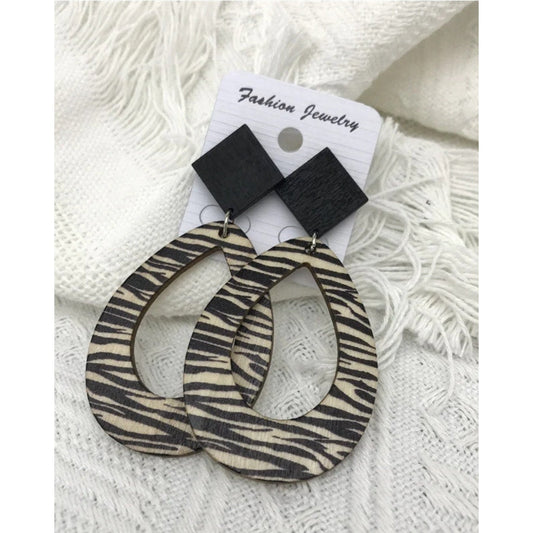 Vintage Leopard Print Wood earrings lightweight