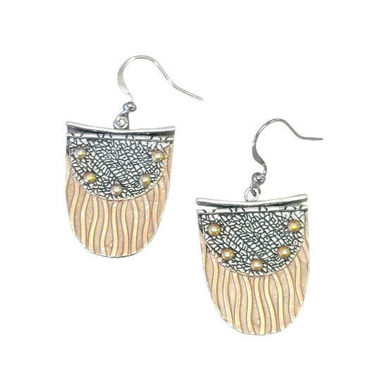 Ethnic 3 tone metal dangle earrings