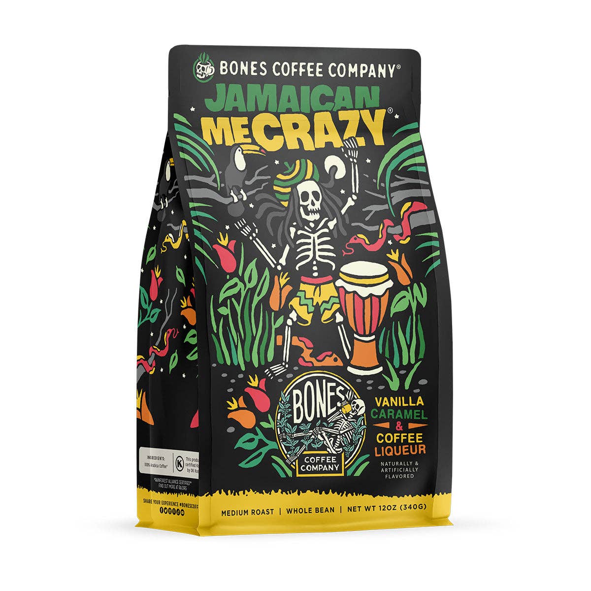 Jamaican Me Crazy® Coffee | 12oz | Whole Bean & Ground: Ground