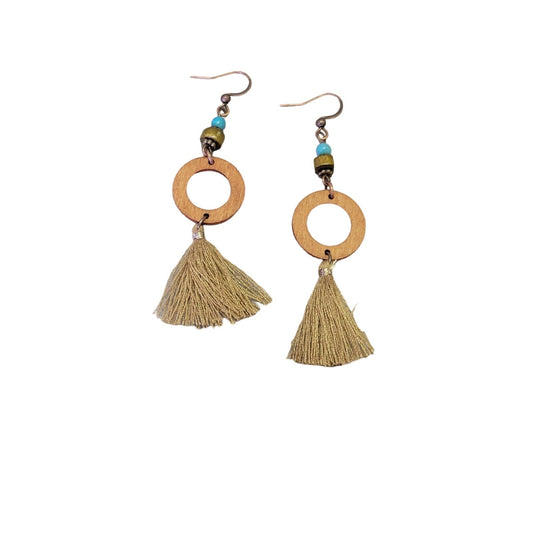 Bohemian geometric woman's drop earrings with tassel