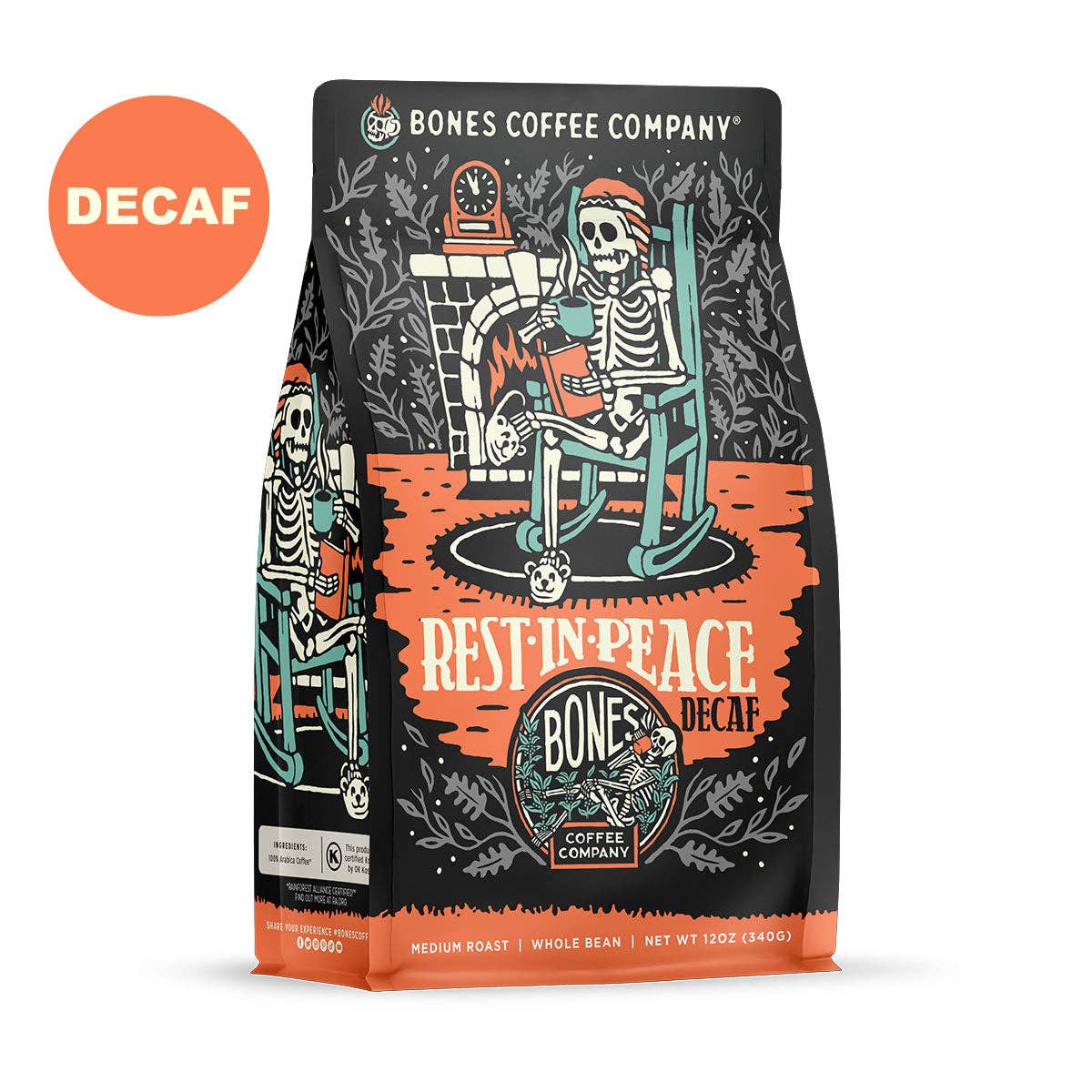 "Rest-In-Peace" Decaf Coffee | 12oz | Whole Bean & Ground: Whole Bean