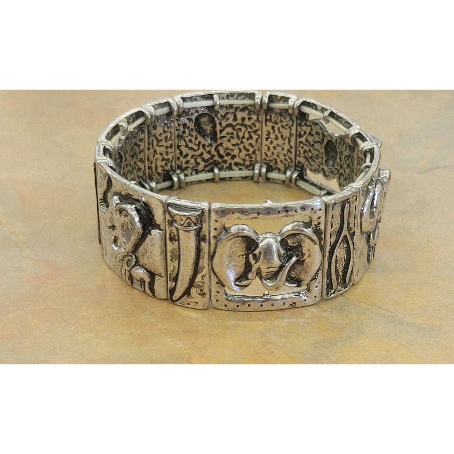 Silver Elephant Stretchy Bracelet
