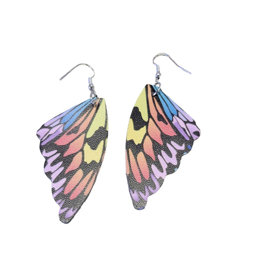 Faux Leather Butterfly  Wings Earrings 2"