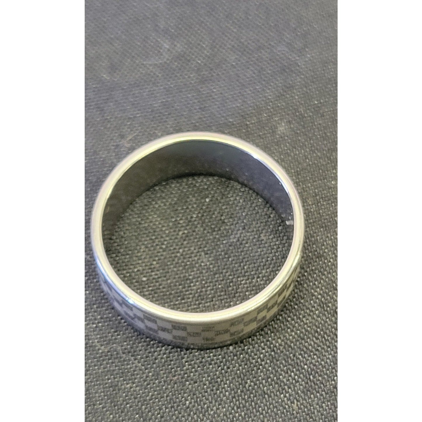 Unisex Checkered Stainless steel ring 7 1/2"