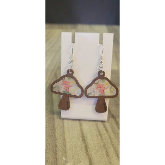 Mushroom flower hipster dangle earrings