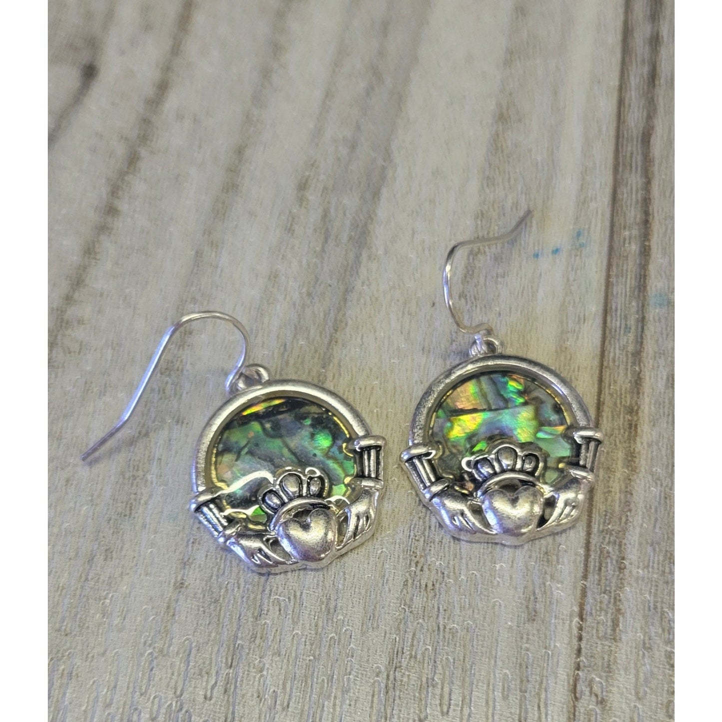 Claddagh abalone earrings